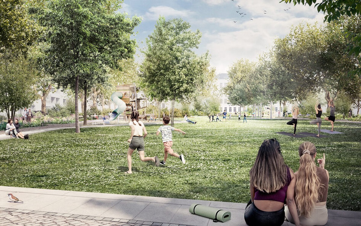 Sieben Platanen im Wiesbadener Westend gesetzt: Bepflanzung des Elsässer Parks beginnt Sieben Platanen im Wiesbadener Westend gesetzt: Bepflanzung des Elsässer Parks beginnt